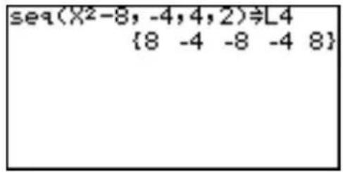 seq(X²-8, -4,4,2)÷L4 {8 -4 -8 -4 8}