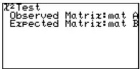 X²Test Observed Matrix:mat A Expected Matrix:mat B