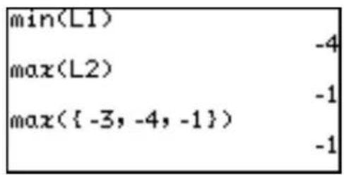 min(L1) max(L2) max({-3,-4,-1}) -4 -1 -1