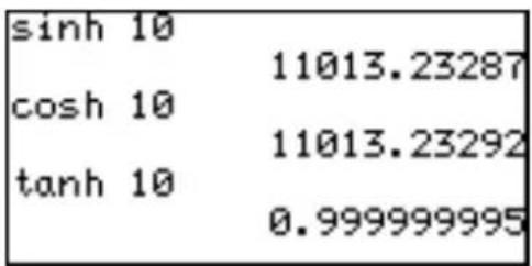 sinh 10 cosh 10 tanh 10 11013.23287 11013.23292 0.999999995
