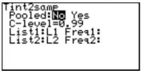 Tint2same Pooled:No Yes C-level=0.99 List1:L1 Freq1: List2:L2 Freq2: