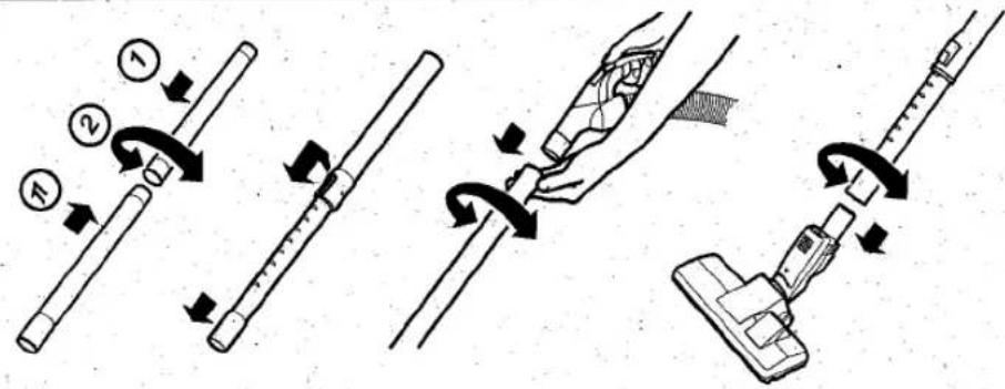 Diagram illustrating a mechanical assembly process with numbered steps for tool manipulation or assembly.