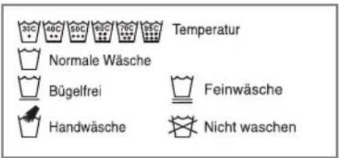 35°C 40°C 50°C 60°C 70°C 80°C Temperatur Normale Wäsche Bügelfrei Feinwäsche Handwäsche Nicht waschen