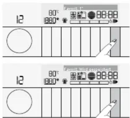 12 80°C 800° Favorit: 1" 12 80°C 800° Favorit: Wind gespeichert 12