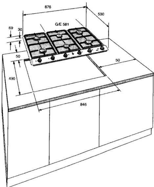 Atag HG511D - Einbaumaße - 1