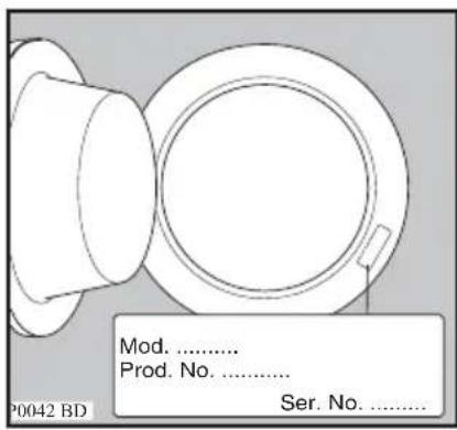 Mod. ...... Prod. No. ...... Ser. No. ...... P0042 BD