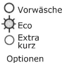 Vorwäsche Eco Extra kurz Optionen