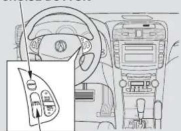 Diagram of car interior showing steering wheel, dashboard, and control panel with a highlighted directional arrow pointing to the dashboard.