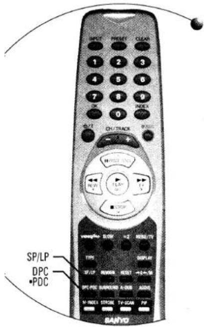 INPUT PHASEY CLEAR 1 2 3 4 5 6 7 8 9 OK 0 INDEX CH/TRACK H/MREF: 1/2/1 ■ STOP SP/LP DPC •PDC M-INDEX STROSE TV-SCAN PF SANYO
