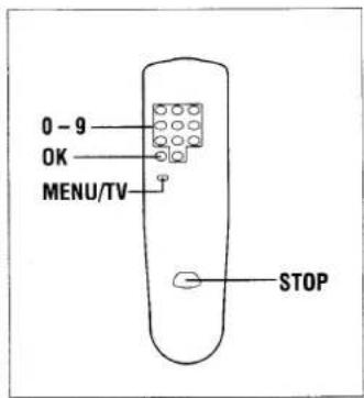 0 - 9 OK MENU/TV STOP
