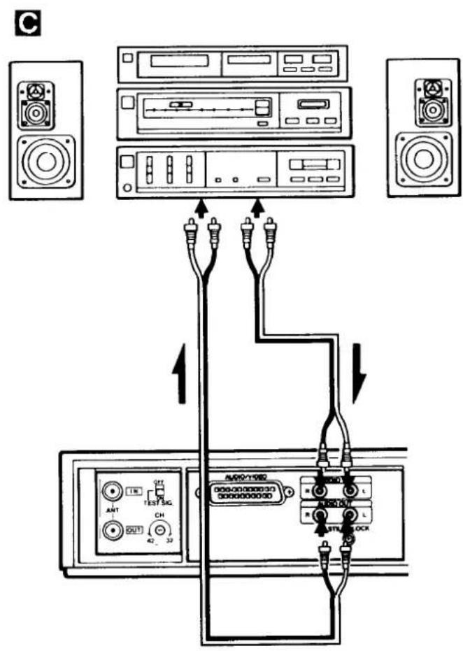 Diagram showing audio system connection with speaker, audio jack, and audio monitor components labeled in English