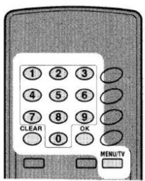 1 2 3 4 5 6 7 8 9 CLEAR 0 OK MENU/TV