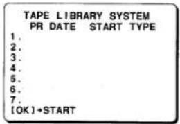 TAPE LIBRARY SYSTEM PR DATE START TYPE 1. 2. 3. 4. 5. 6. 7. [OK]+START