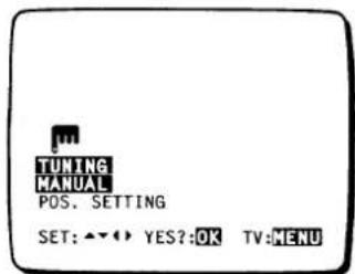 TUNING MANUAL POS. SETTING SET: ▲▼◀▶ YES?:OK TV:MENU