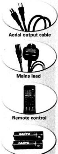 Aerial output cable Mains lead Remote control