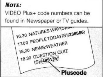 NOTE: VIDEO Plus+ code numbers can be found in Newspaper or TV guides. 16.30 NATURES WAY(S)(6) 17.00 PEOPLE TODAY(S)(236586) 18.00 NEWS;WEATHER 18.30 QUESTION QUIZ (S)(489135) Pluscode
