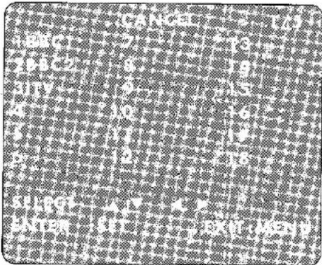 Scanned text of a document with dense, pixelated characters and symbols, possibly from a form or report.