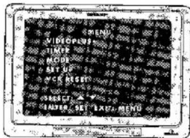 MENU VIDEOPLUS TIME MODE SET UP OK RESET SELECT ALTER SET LXU MENU