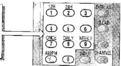 12H 1 24H 2 3 4 5 6 ONCE 7 DAILY 8 WEEKLY 9 AM/FM -/ 0 INPUT CHANNEL