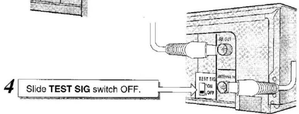 4 Slide TEST SIG switch OFF. REF OUT TEST SIG ON OFF ANTERNAL IN