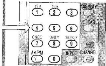 12P 1 24H 2 3 4 5 6 ONCE 7 8 9 AM/PM 0 DISPLAY CLEAR OUTPUT CHANNEL