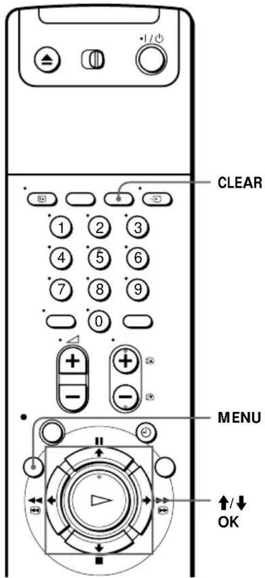 CLEAR MENU ↑/↓ OK