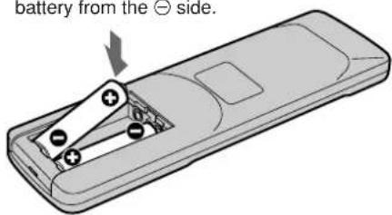 battery from the ⊙ side.