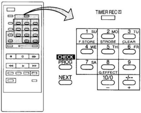 TIMER REC 1 SU 2 MO 3 TU F.STORE STROBE CLEAR 4 WE 5 TH 6 FR 7 SA 8 9 G.EFFECT NEXT 10/0 -/-- - +