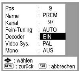 PANASONIC NV-HV66 - Kanal auf Decoder einstellen - 1