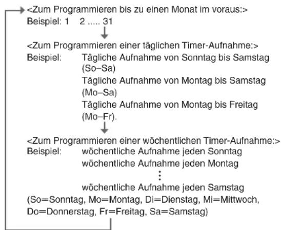 PANASONIC NV-SJ260 - Einstellung des Aufnahmedatums/-tages - 1