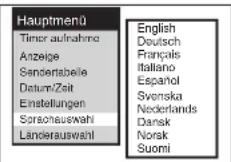PANASONIC NV-SJ260 - Sprachauswahl des Einblend-Menü - 1