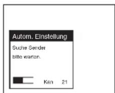Autom. Einstellung Suche Sender bitto warten. Ken 21