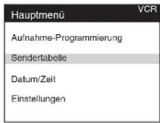 Hauptmenü Aufnahme-Programmierung Sendertabelle Datum/Zeit Einstellungen