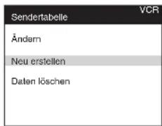 Sendertabelle Ändern Neu erstellen Daten löschen VCR