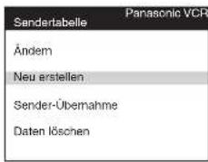 Panasonic VCR Senderlabelle Änderm Neu erstellen Sender-Übemahme Daten löschen