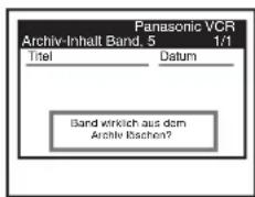Panasonic VCR Archiv-Inhalt Band. 5 1/1 Titel Datum Band wirklich aus dem Archiv Köchen?