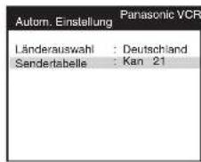 Autom. Einstellung Länderauswahl : Deutschland Sandertabelle : Kan 21 Panasonic VCR