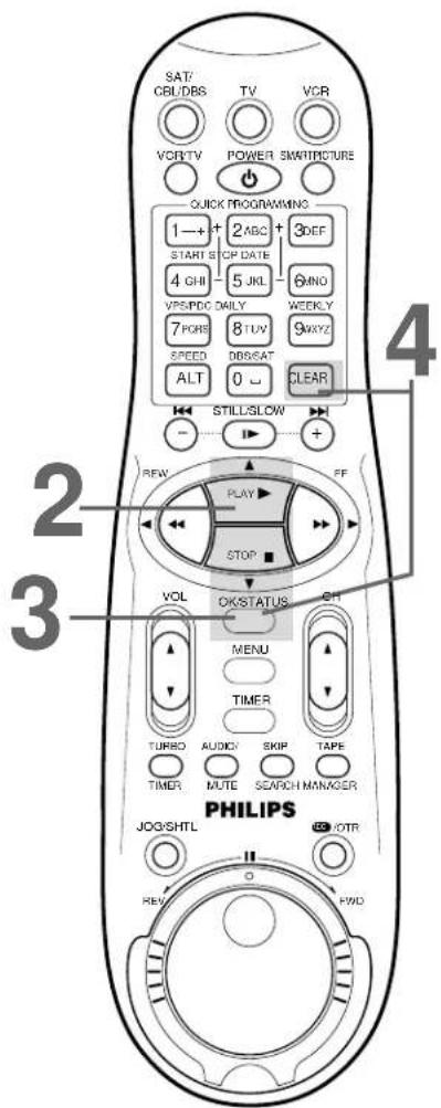 SAT/CBL/DBS TV VCR VCR-TV POWER SMART PICTURE QUICK PROGRAMMING 1 → + START S 4 GHI VPS/PDC 7 PQRS SPEED ALT 2 ABC 5 JKL 8 TUV DBS/SAT 0 ← STILL/SLOW + FF STOP VOL MENU TIMER TURBO TIMER AUDIO MUTE SKIP SEARCH MANAGER PHILIPS JOG/SHTL REV FWD 30 OTR 4