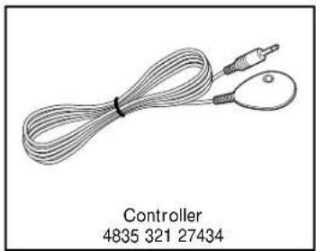 Line drawing of a coiled cable with an earpiece and connector, labeled 'Controller 4835 321 27434' below (no other text or symbols)