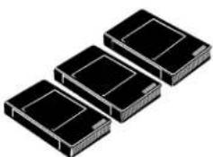 Three identical black rectangular electronic components arranged in a row (no text or symbols visible)