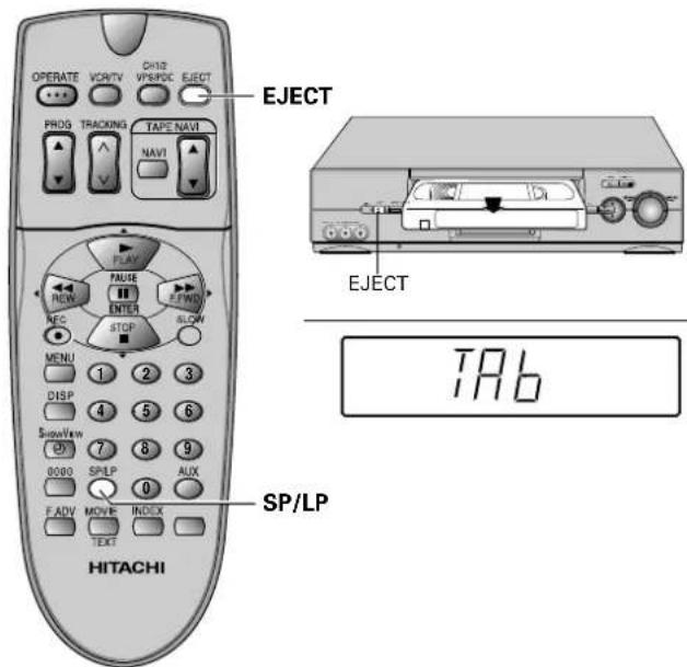 OPERATE VCRVY CHIN PROG TRACKING TAPE NAVI NAV1 EJECT PLAY PAAUSE ROW ENTER EFWWD REC STOP SLOW MENU 1 2 3 DISP 4 5 6 SHOWView 7 8 9 8000 SP/LP AUX F-ADV MOVE INDEX TEXT SP/LP HITACHI EJECT TAB