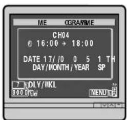 ME CH04 0 16:00 → 18:00 DATE 17/0 0 5 1 TH DAY/MONTH/YEAR SP 7 DLY/WKL 00.0%W MENU