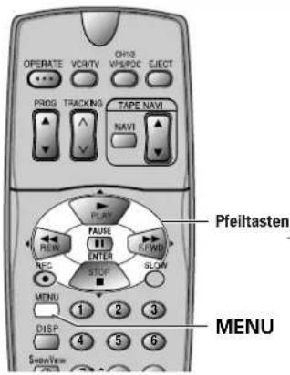 OPERATE VCMTV OHIS VSP/SDC ELECT PROG TRACKING TAPE NAVI NAVI Pfeiltasten FAUSE REIN ENTER KFWB NEC STOP GLOW MENU 1 2 3 DISP 4 5 6 SHOWView