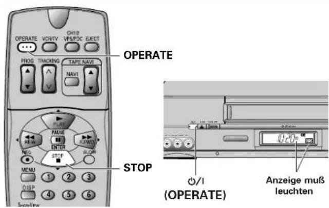 OPERATE PROG TRACKING TAPE NAVI NAVIT PLAY FAUSE ENTER STOP MENU 1 2 3 DISP 4 5 6 STOP (OPERATE) Anzeige muß leuchten