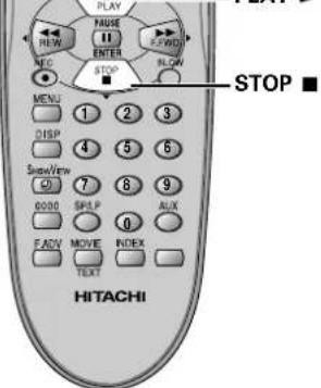 NEW FND P ENTER FLOW STOP MENU 1 2 3 DISP 4 5 6 ShowView 7 8 9 0000 SPSP AUX FADV MOVE INDEX TEXT HITACHI