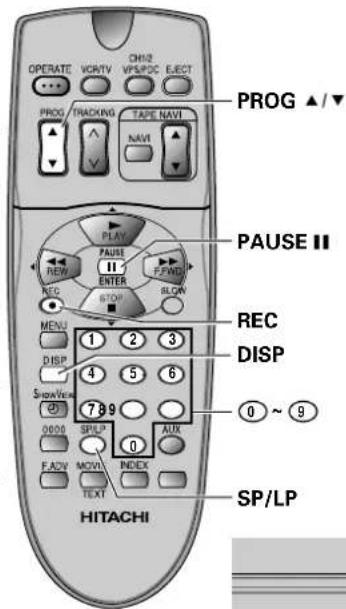 PROG ▲/▼ PROG TRACKING TAPE NAVI NAV PROG ▲/▼ PAUSE II RENEW PAUSE F.FWD ENTER STOP BLOW MENU 1 2 3 DISP 4 5 6 SHOWVIEW 7 8 9 0000 SFLIP AUX FAZW MOVII INDEX TEXT SP/LP HITACHI