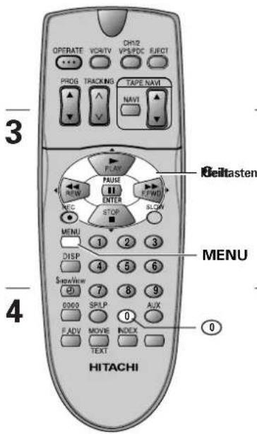 OPERATE VCH/TV CH12 PROG TRACKING TAPE NAVI NAVIT 3 FLAV PAUSE Enter STOP MENU 1 2 3 DISP 4 5 6 $now/view 7 8 9 0000 SPILP AUX F ADV MOVIE INDEX TEXT 4 Reitasten MENU 3 4 HITACHI