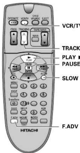 VCR/TV TRACK PLAY ▶ PAUSE SLOW F.ADV HITACHI