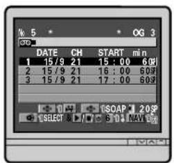 % 5 OG 3 DATE CH START min 1 15/9 21 15:00 60% 2 15/9 21 16:00 60% 3 15/9 21 17:00 60% ISOAP 20SP SELECT S 10 NAVI
