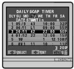 DAILY SOAP TIMER DLYSU MO TU WE TH FR SA DATE START IN 1 05/9 43 10:00 327 2 06/11 L1 09:00 555 3 30/11 42 23:00 509 4 01/12 22 12:00 159 5 10 1 12 1089 6 8Y/1 11 10 : 1.15 SELECT TSET NEU